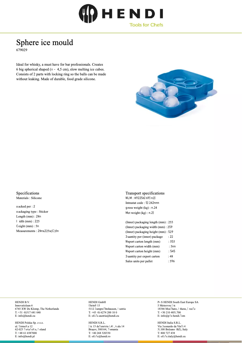 Página 1 del manual Ficha técnica Hendi 679029