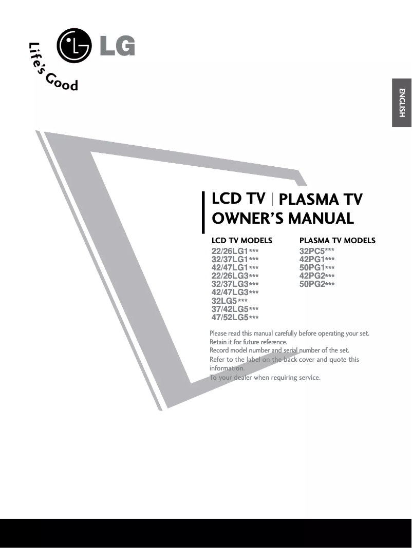 Imagen de la primera página del manual del dispositivo 37LG33R