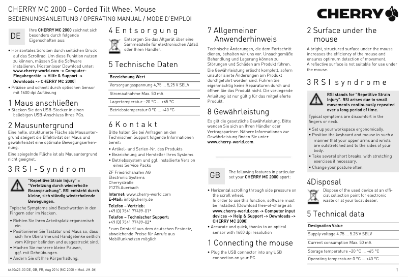 Imagen de la primera página del manual del dispositivo MC 2000