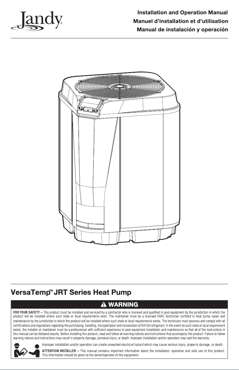 Página 1 del manual Manual de usuario JANDY VersaTemp JRT3000R