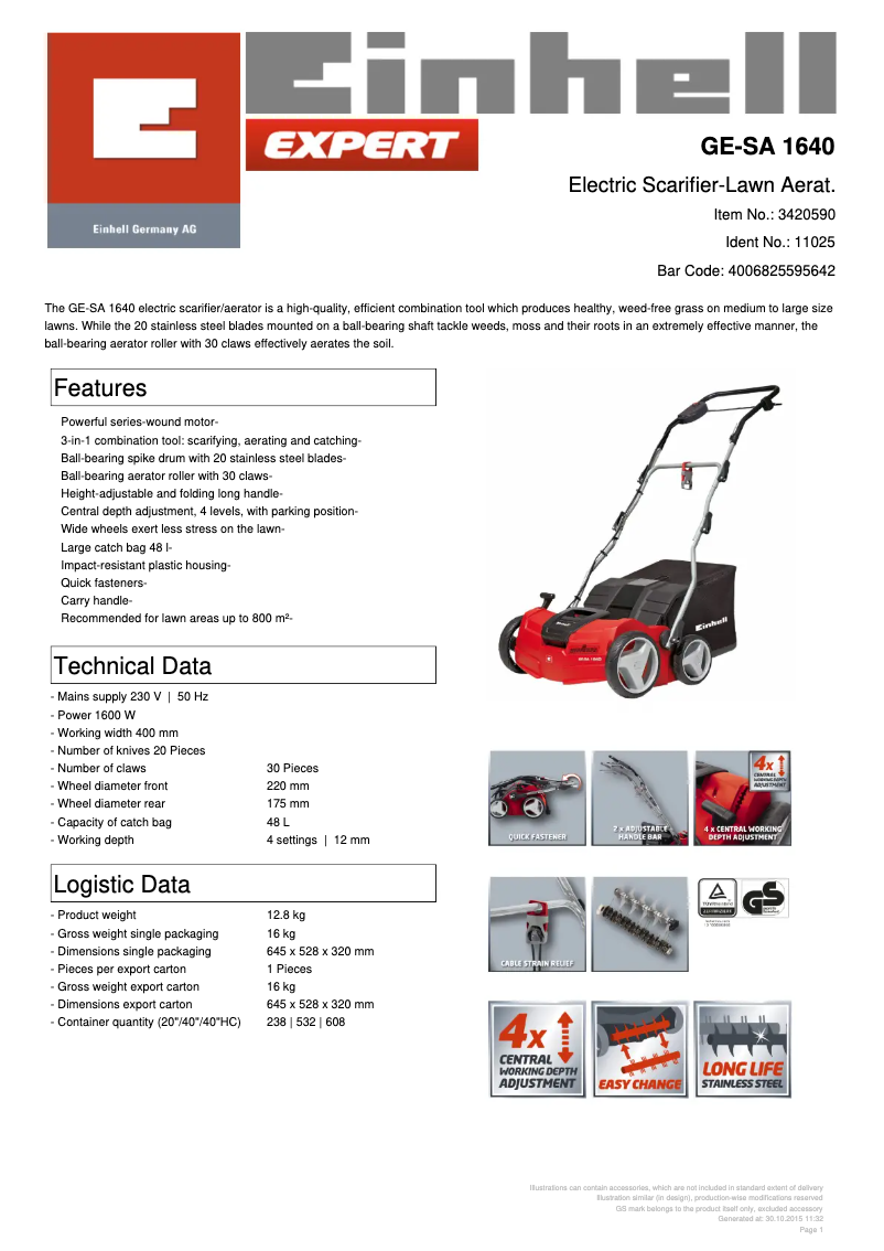 Imagen de la primera página del manual del dispositivo GE-SA 1640
