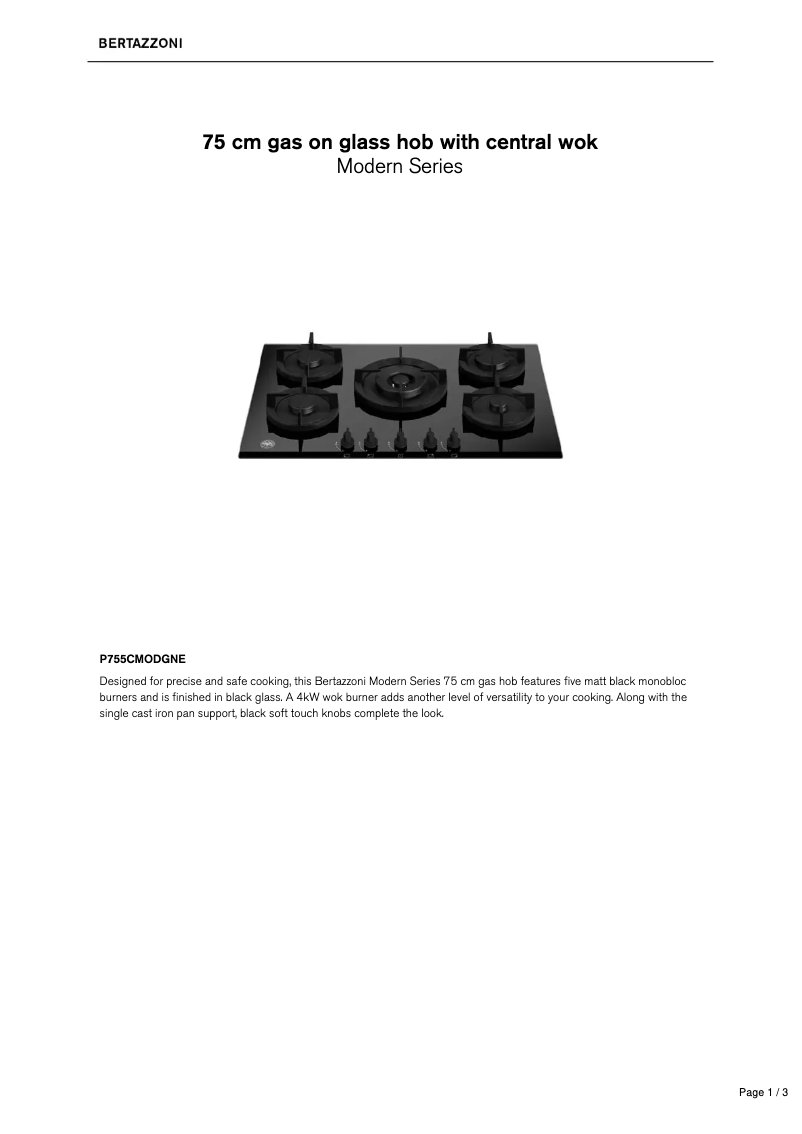 Página 1 del manual Ficha técnica Bertazzoni P755CMODGNE