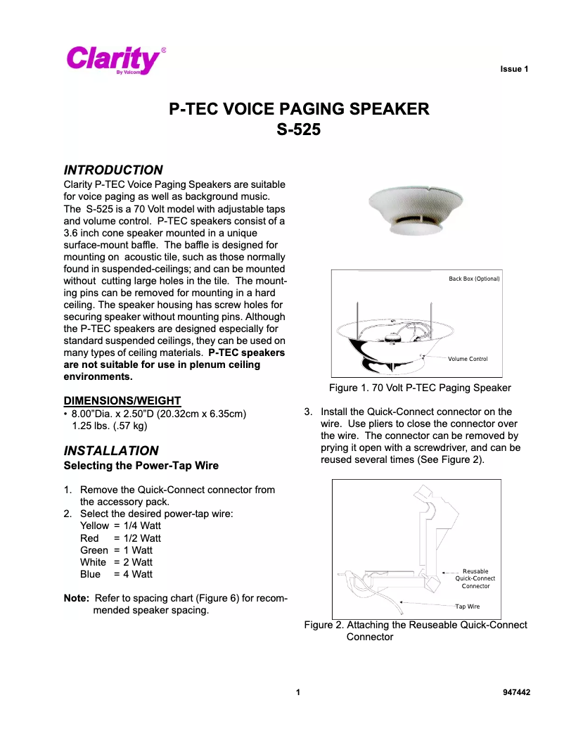 Página 1 del manual Manual de usuario Valcom S-525