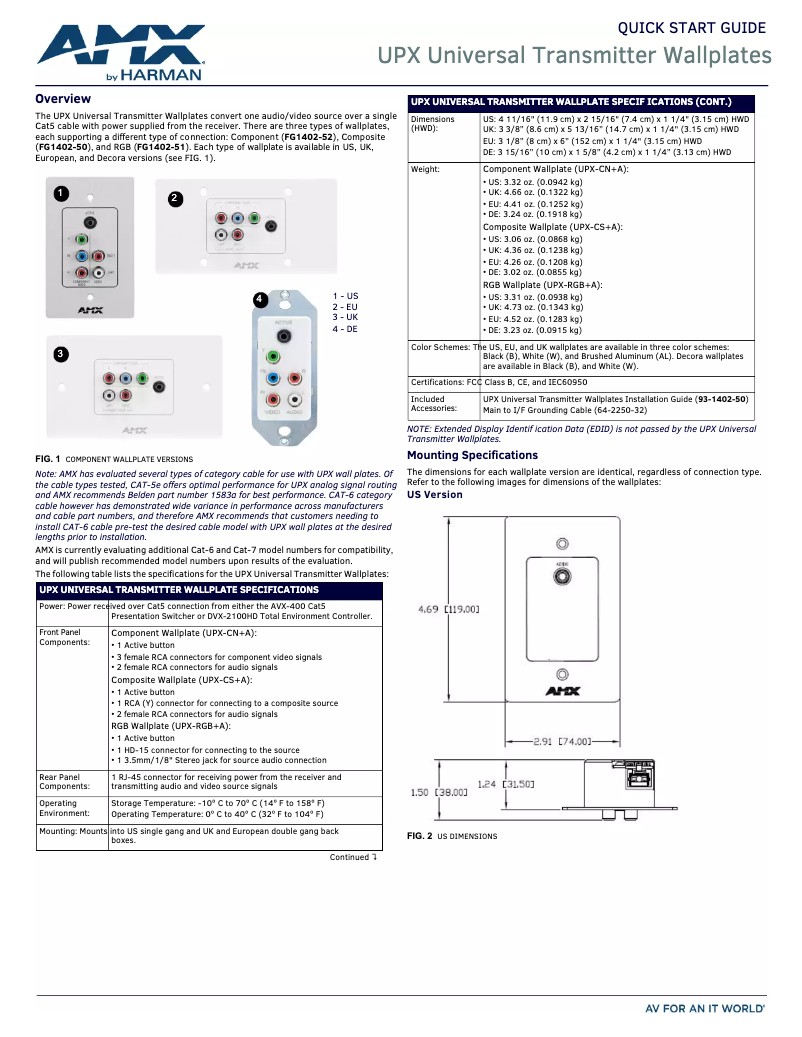 Imagen de la primera página del manual del dispositivo UPX-CS+A-EU