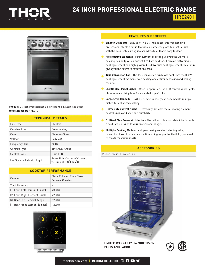 Página 1 del manual Ficha técnica Thor HRE2401