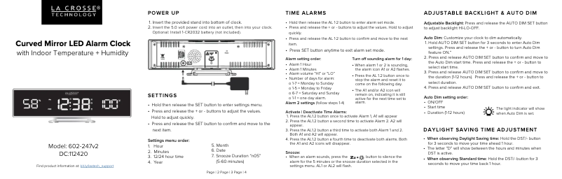 Página nº 1 - Manual de usuario La Crosse Technology 602-247V2
