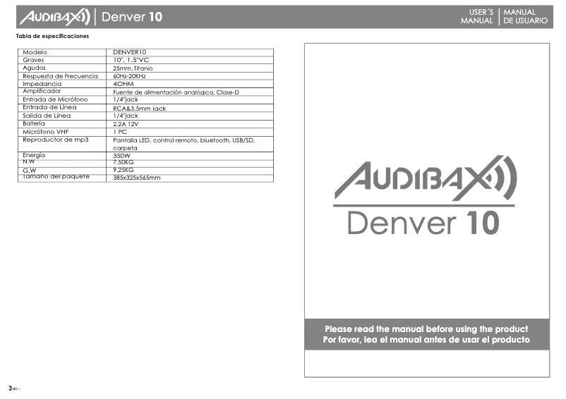Página nº 1 - Manual de usuario Audibax Denver 10