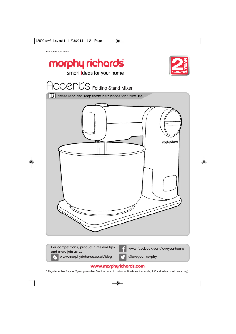Página 1 del manual Manual de usuario Morphy Richards Accents 400404