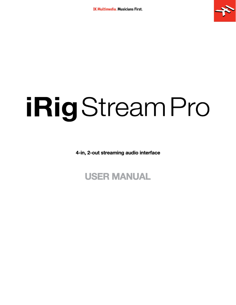 Página 1 del manual Manual de usuario IK Multimedia iRig Stream Solo