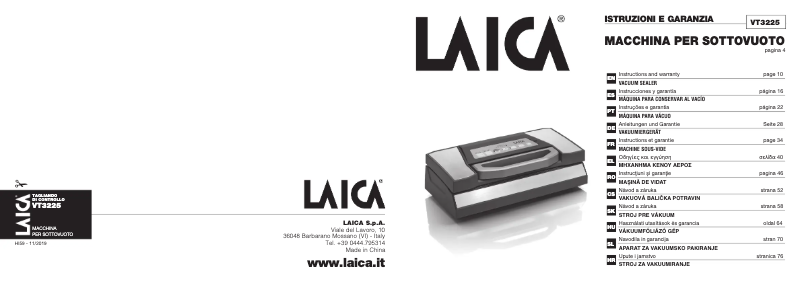 Imagen de la primera página del manual del dispositivo VT3225