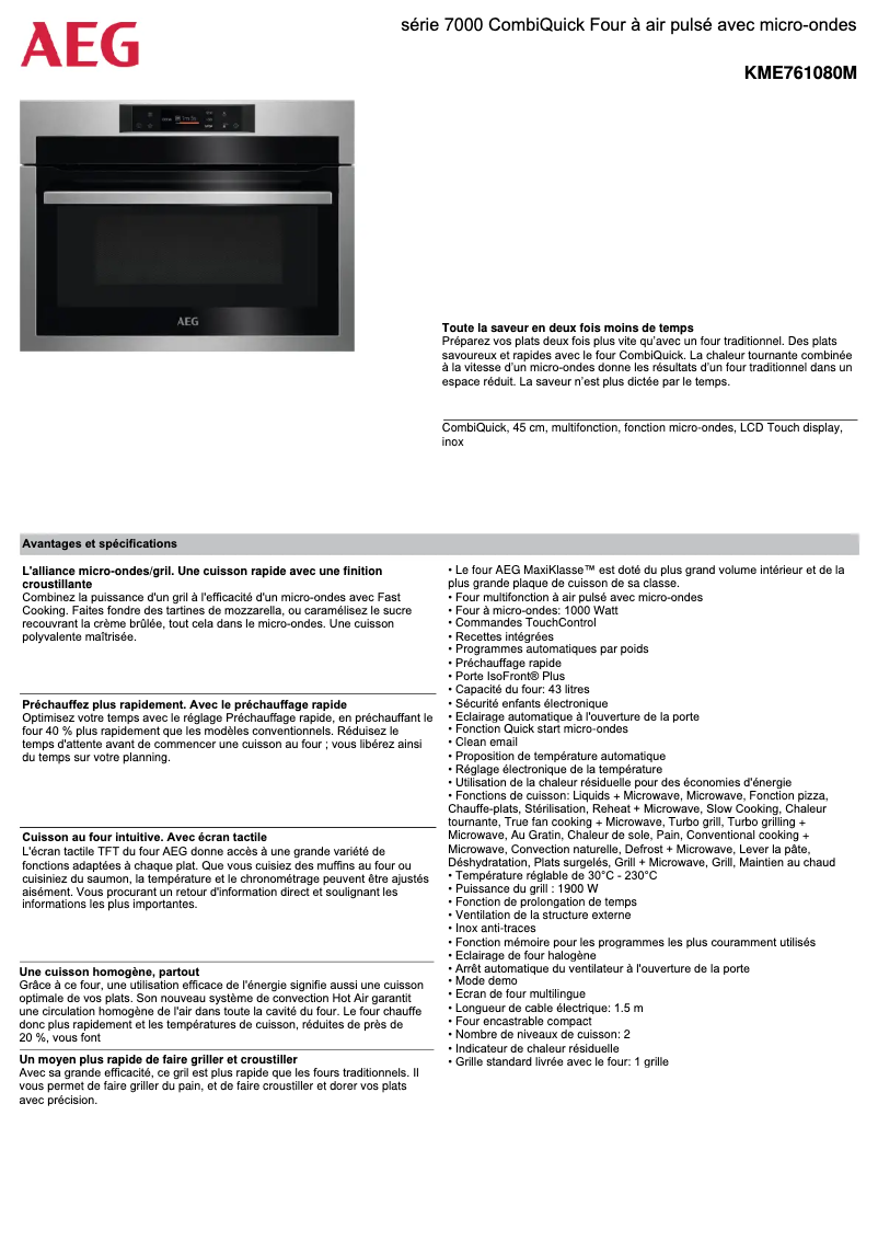 Imagen de la primera página del manual del dispositivo KME761080M