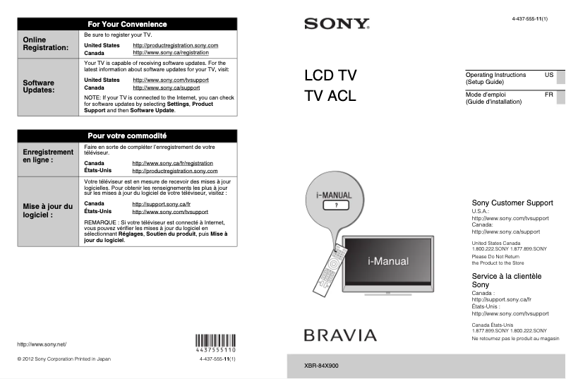 Imagen de la primera página del manual del dispositivo Bravia XBR-84X900