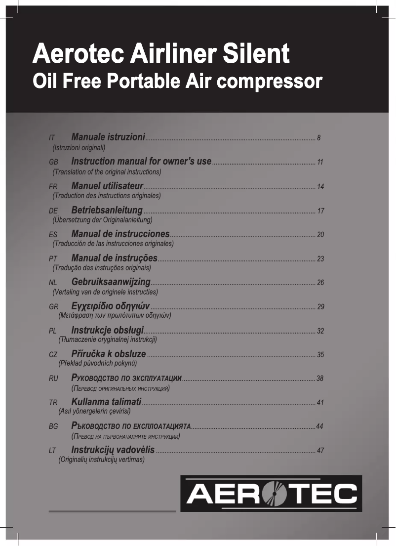 Página 1 del manual Manual de usuario Aerotec Airliner SILENT