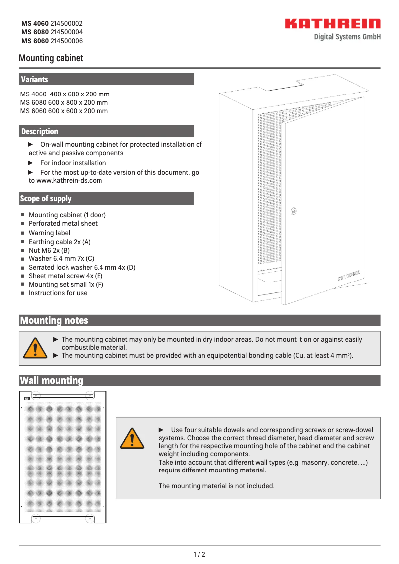 Imagen de la primera página del manual del dispositivo MS 6060