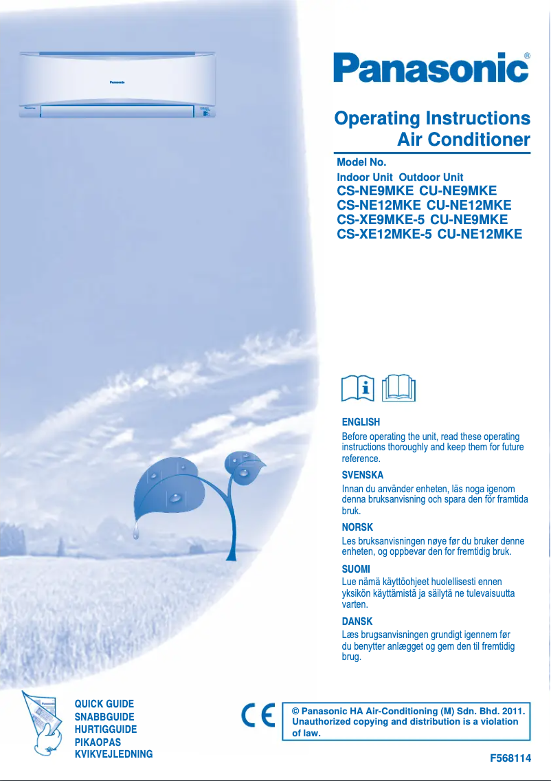 Página 1 del manual Manual de usuario Panasonic CS-NE12MKE