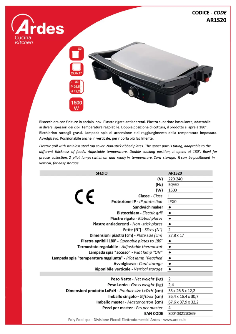 Imagen de la primera página del manual del dispositivo AR1S20