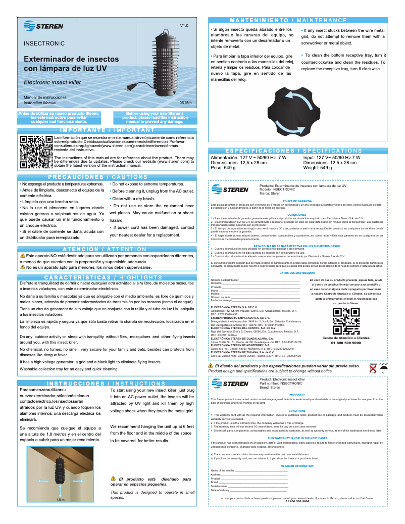 Página 1 del manual Manual de usuario Steren INSECTRONIC