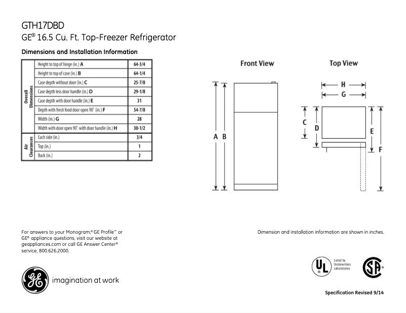 Imagen de la primera página del manual del dispositivo GTH17DBDWW