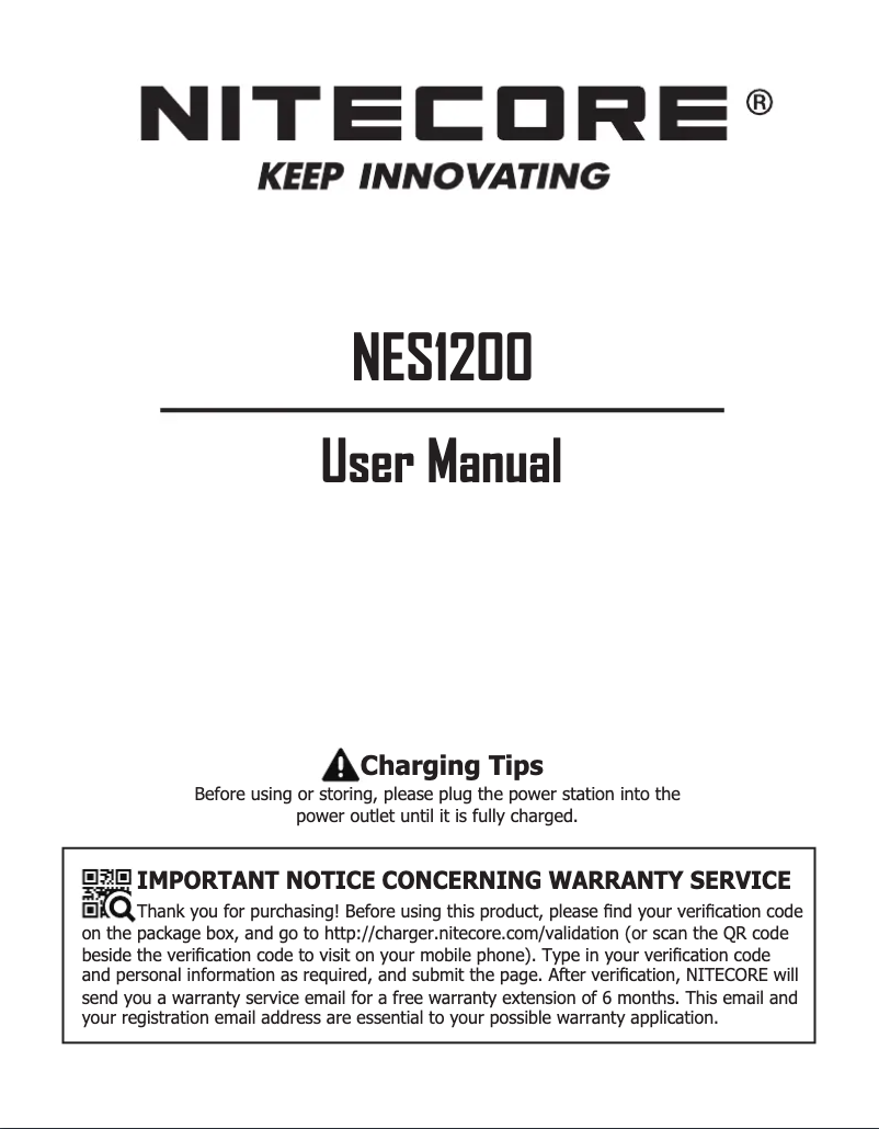 Página 1 del manual Manual de usuario Nitecore NES1200
