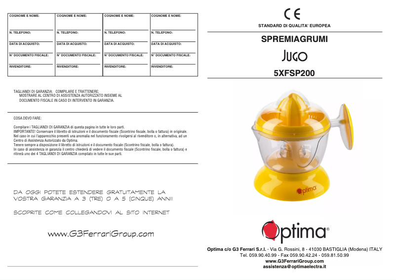 Página nº 1 - Manual de usuario G3 Ferrari Jugo