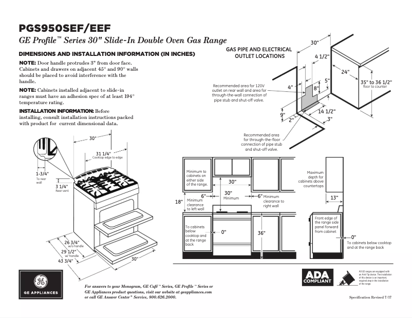 Página 1 del manual Ficha técnica GE PGS950EEFES