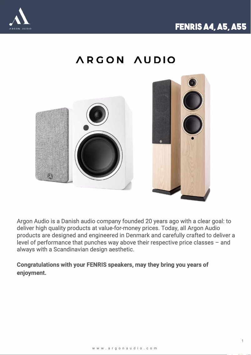 Imagen de la primera página del manual del dispositivo Fenris A5