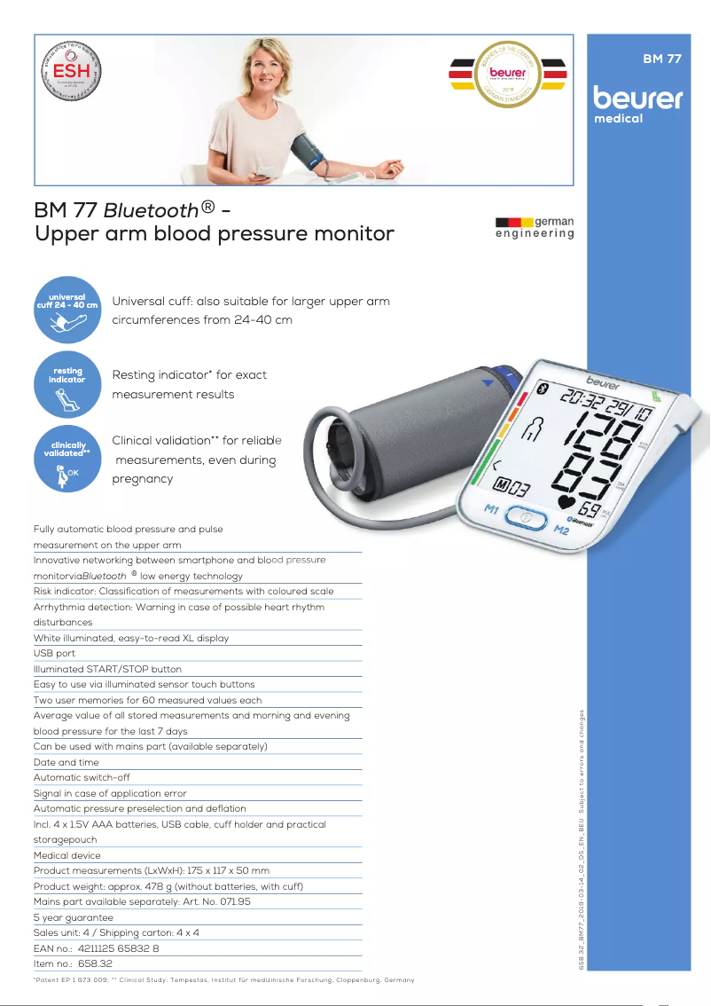 Imagen de la primera página del manual del dispositivo BM 77