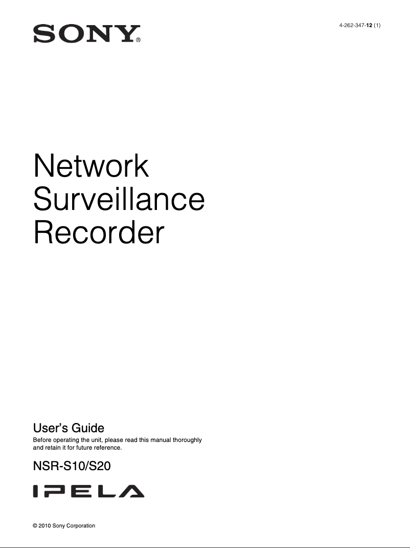 Página 1 del manual Manual de usuario Sony NSR-S20