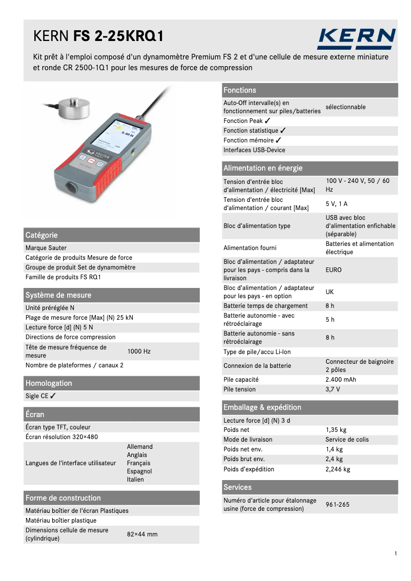 Imagen de la primera página del manual del dispositivo FS 2-25KRQ1