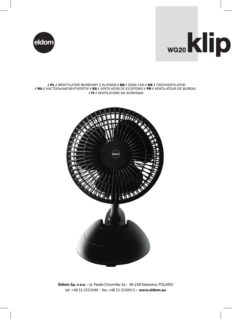 Imagen de la primera página del manual del dispositivo Klippy WG20