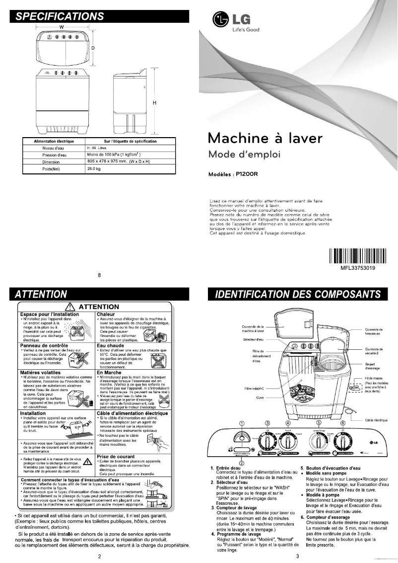 Página nº 1 - Manual de usuario LG P1200R