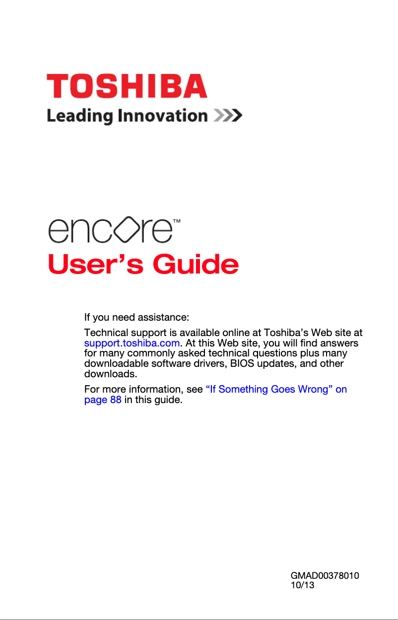 Imagen de la primera página del manual del dispositivo Encore WT8-A32M