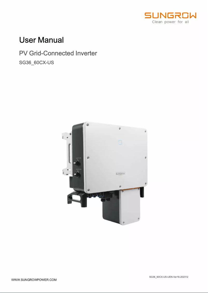 Página 1 del manual Manual de usuario Sungrow SG60CX-US