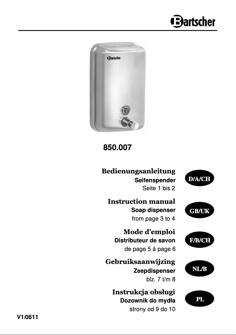 Imagen de la primera página del manual del dispositivo 850007