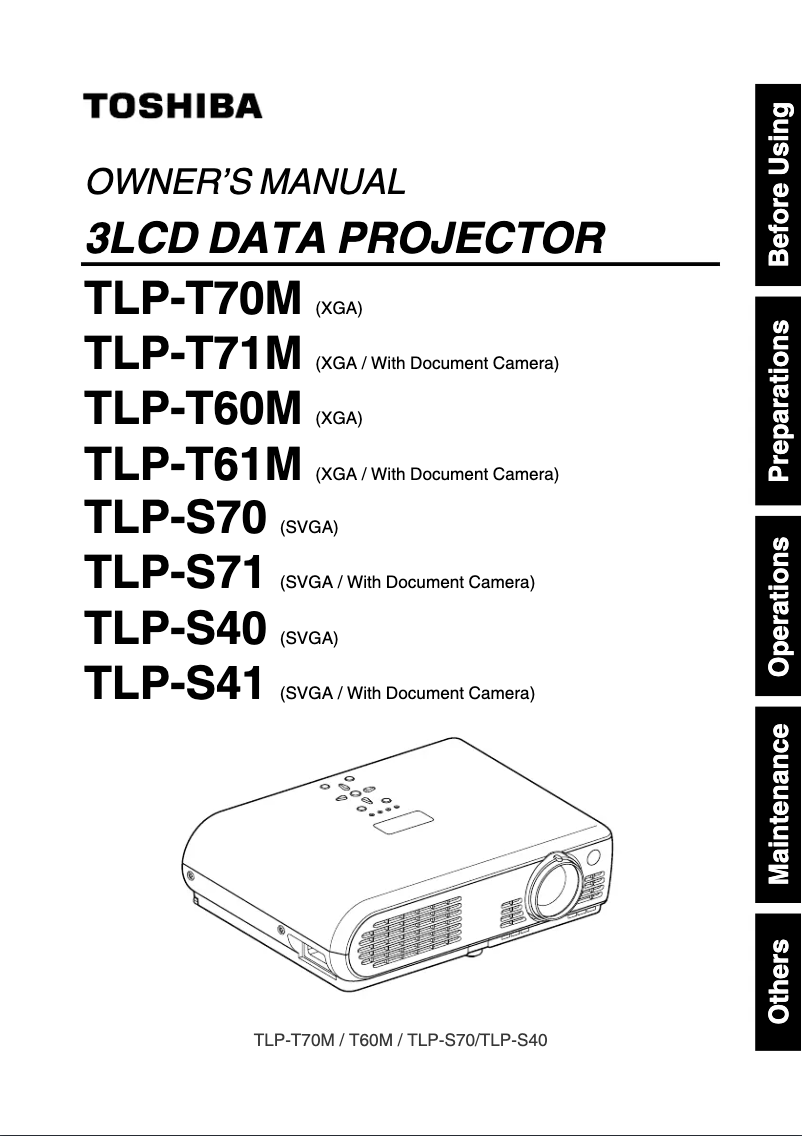 Imagen de la primera página del manual del dispositivo TLP-T70M