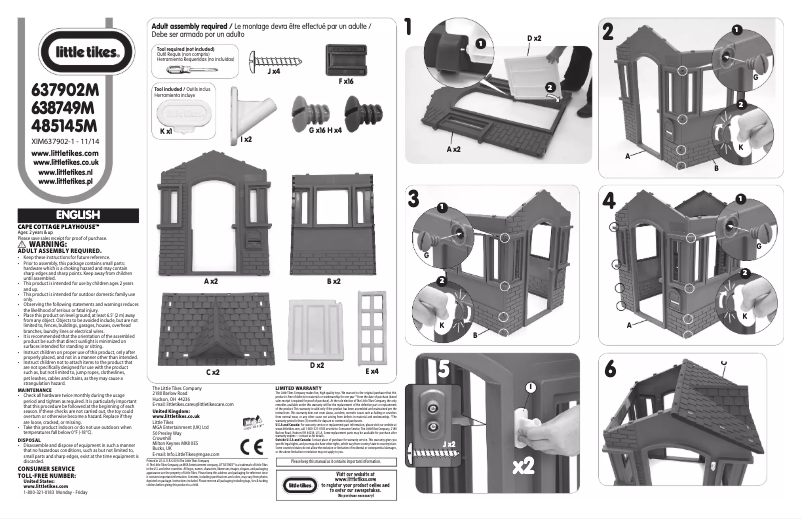 Página 1 del manual Manual de usuario Little Tikes Cape Cottage 485145M