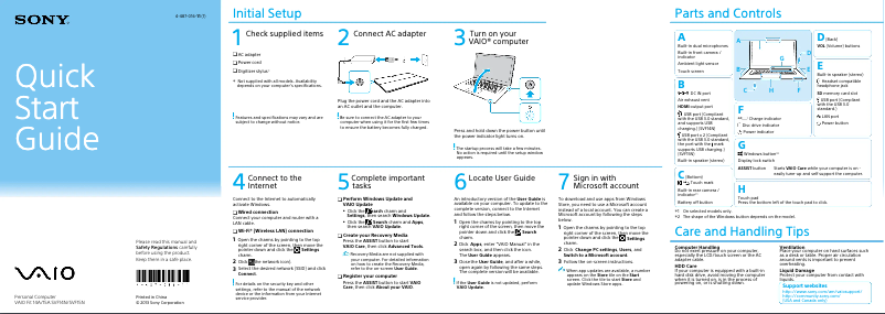 Imagen de la primera página del manual del dispositivo Vaio Fit 14 SVF14N190S