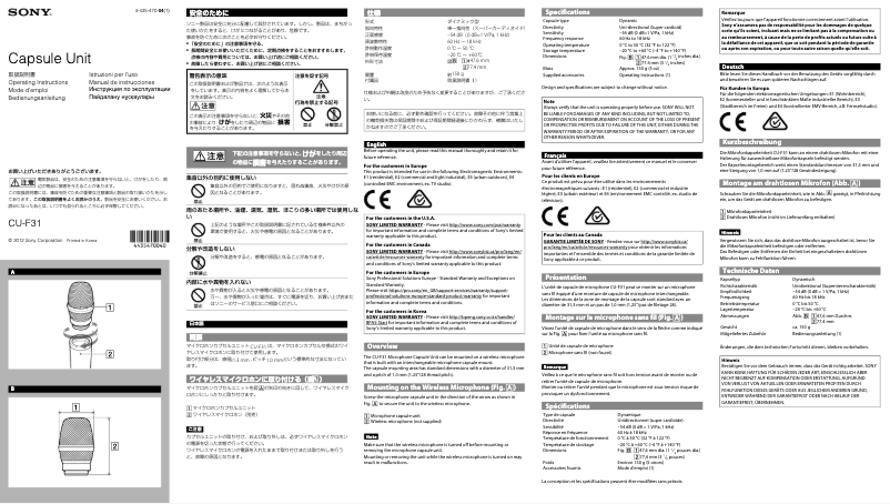 Imagen de la primera página del manual del dispositivo CU-F31