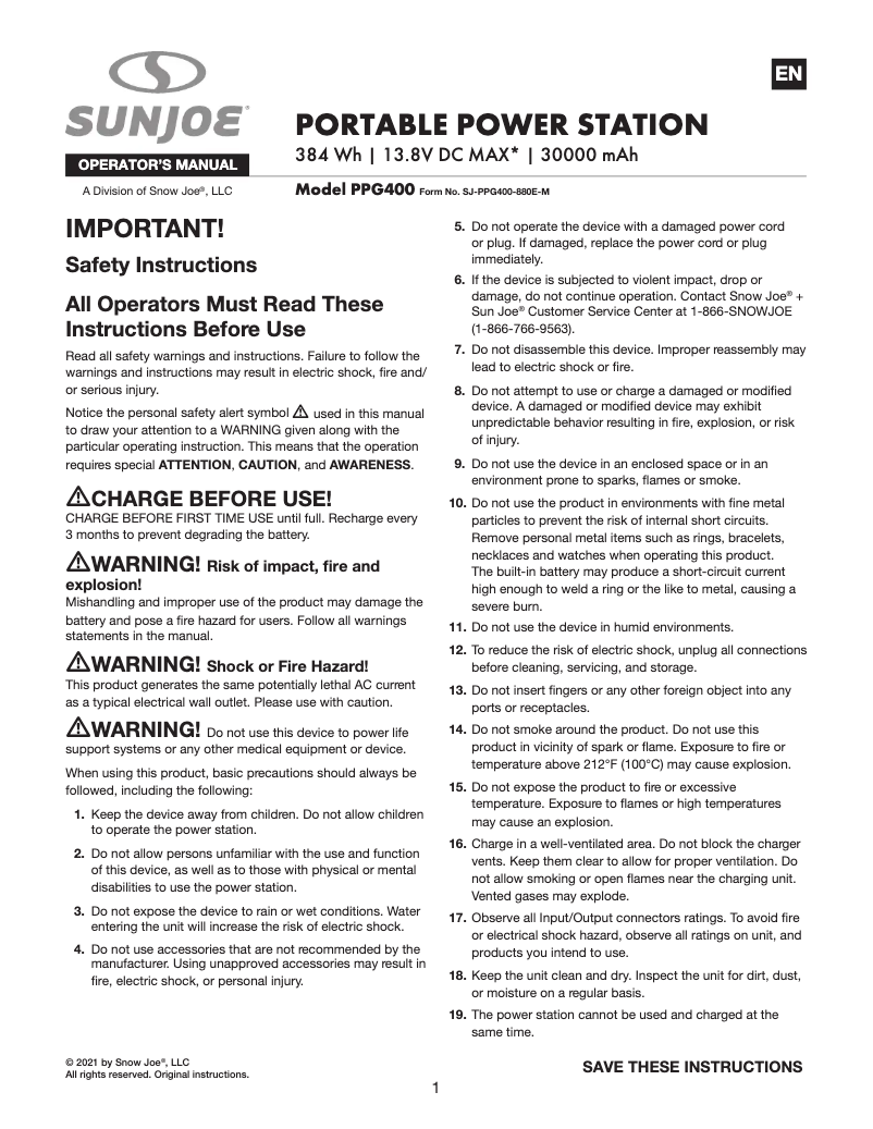 Imagen de la primera página del manual del dispositivo PPG400