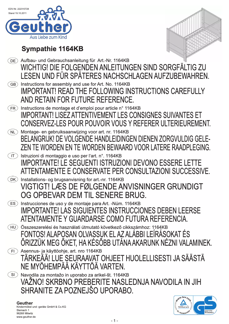 Imagen de la primera página del manual del dispositivo Sympathie