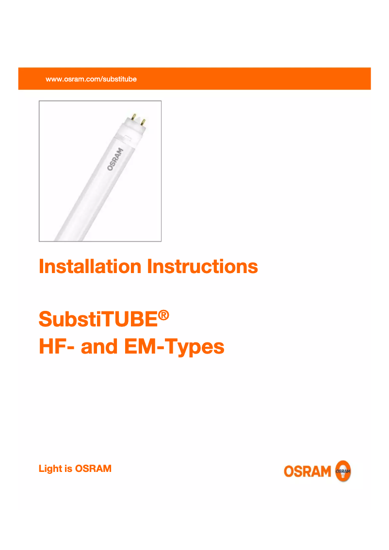 Página 1 del manual Manual de usuario Osram SubstiTUBE