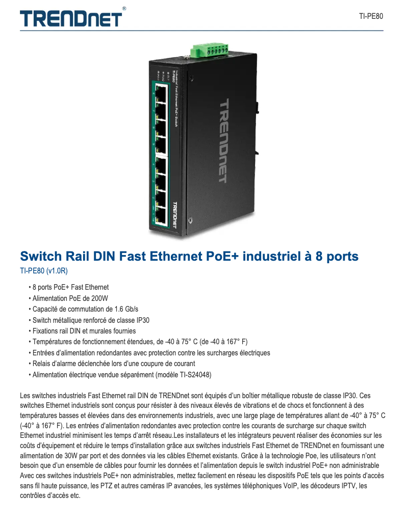 Imagen de la primera página del manual del dispositivo TI-PE80