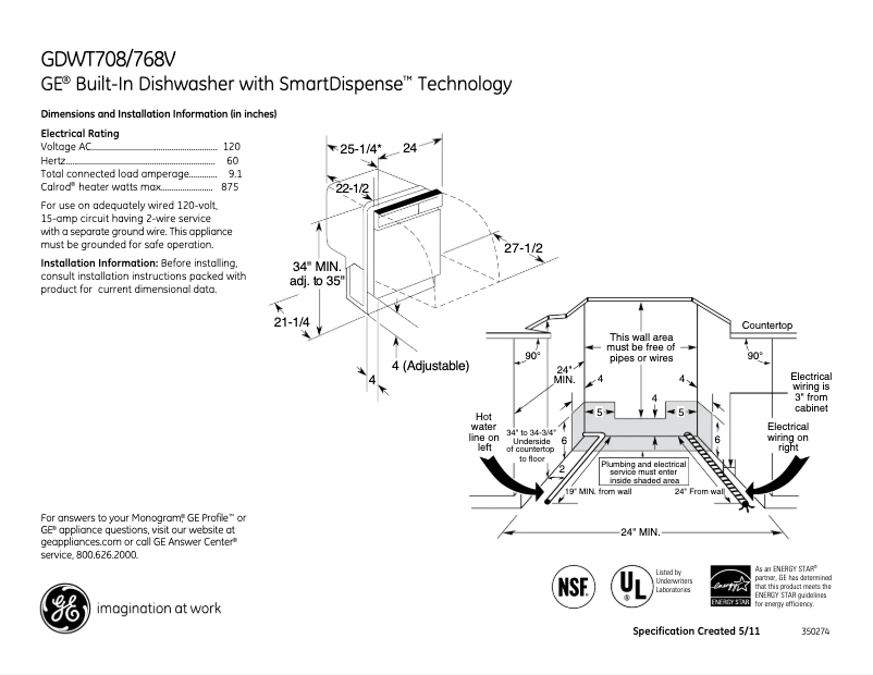 Imagen de la primera página del manual del dispositivo GDWT768VSS