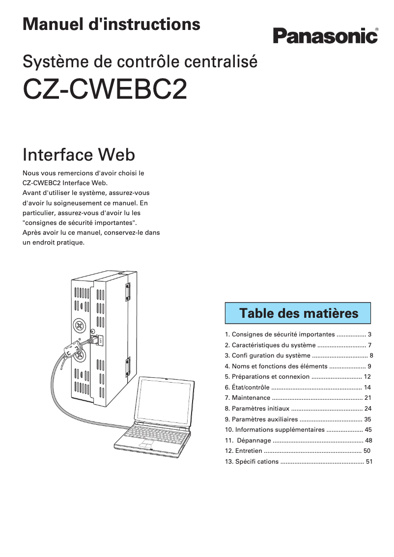 Página 1 del manual Manual de usuario Panasonic CZ-CWEBC2