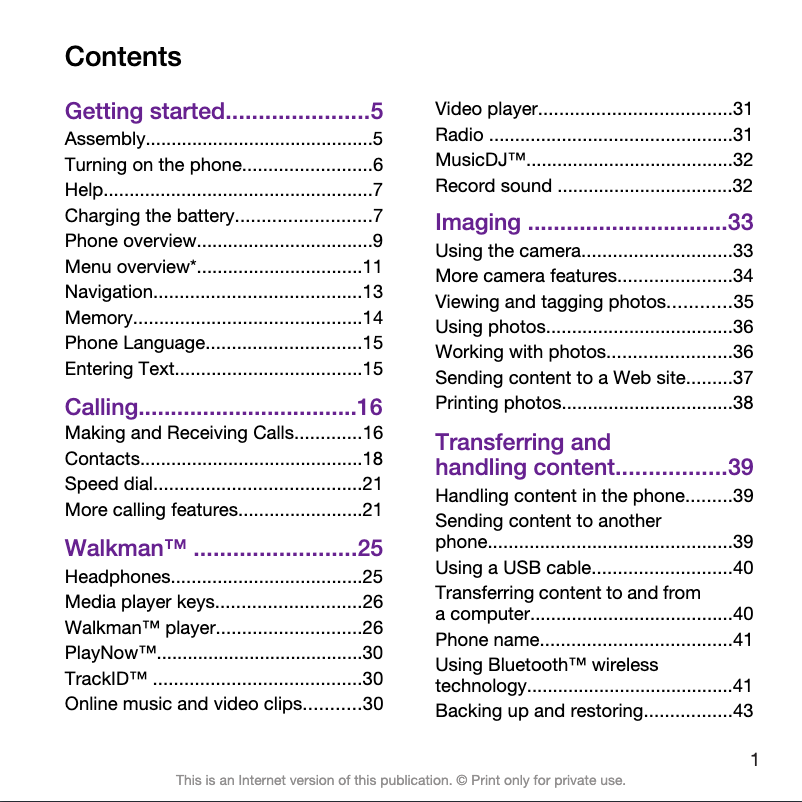 Página 1 del manual Manual de usuario Sony W995