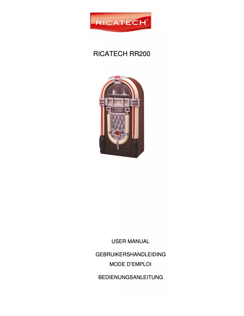 Imagen de la primera página del manual del dispositivo RR200