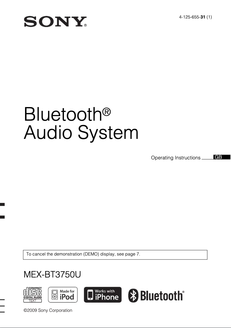 Imagen de la primera página del manual del dispositivo MEX-BT3750U