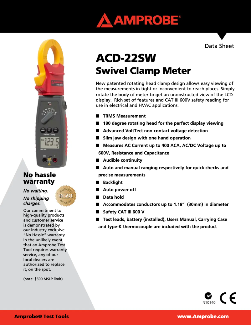 Página 1 del manual Ficha técnica Amprobe ACD-22SW