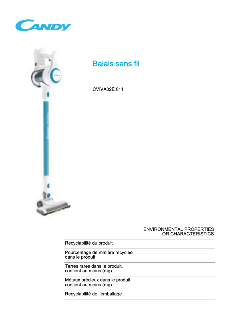 Imagen de la primera página del manual del dispositivo CVIVA02E 011