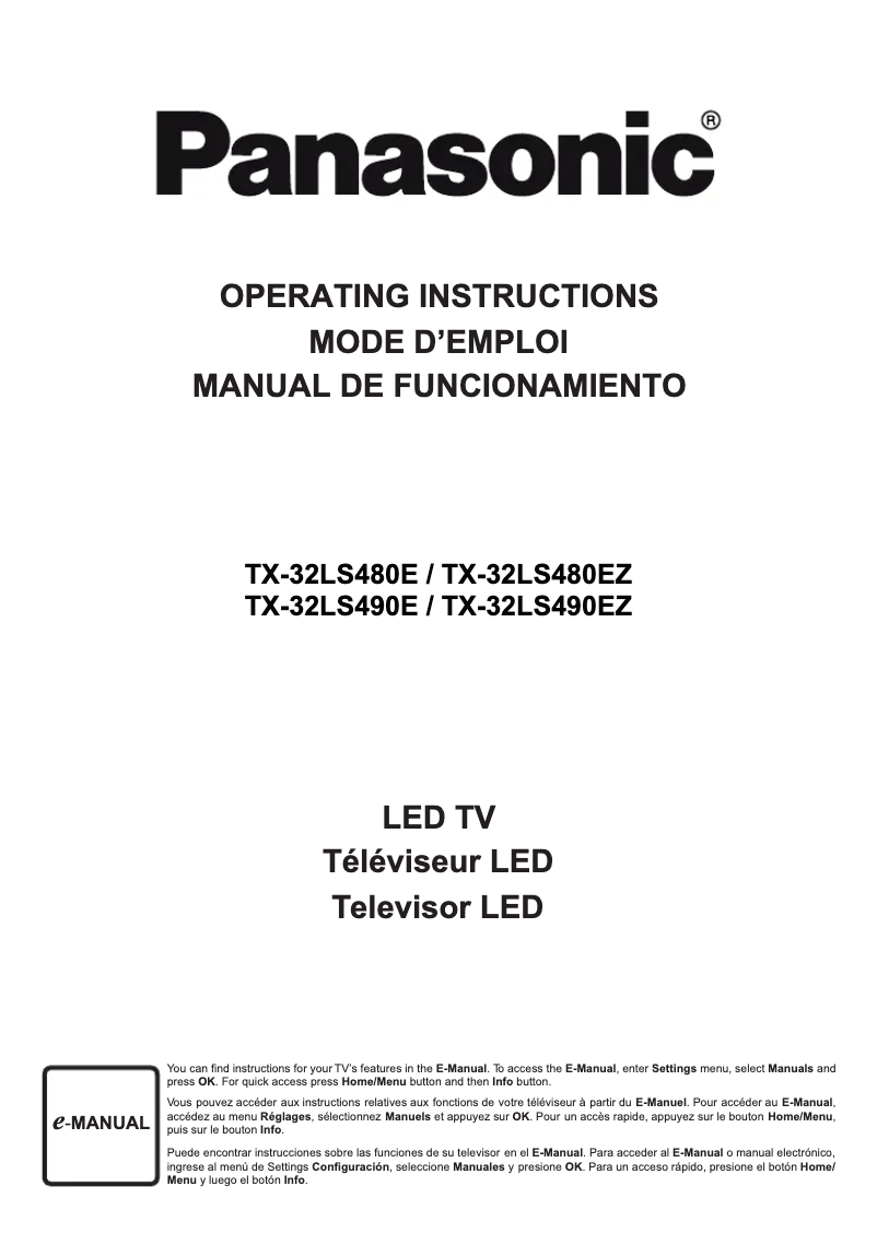 Imagen de la primera página del manual del dispositivo TX-32LS490E